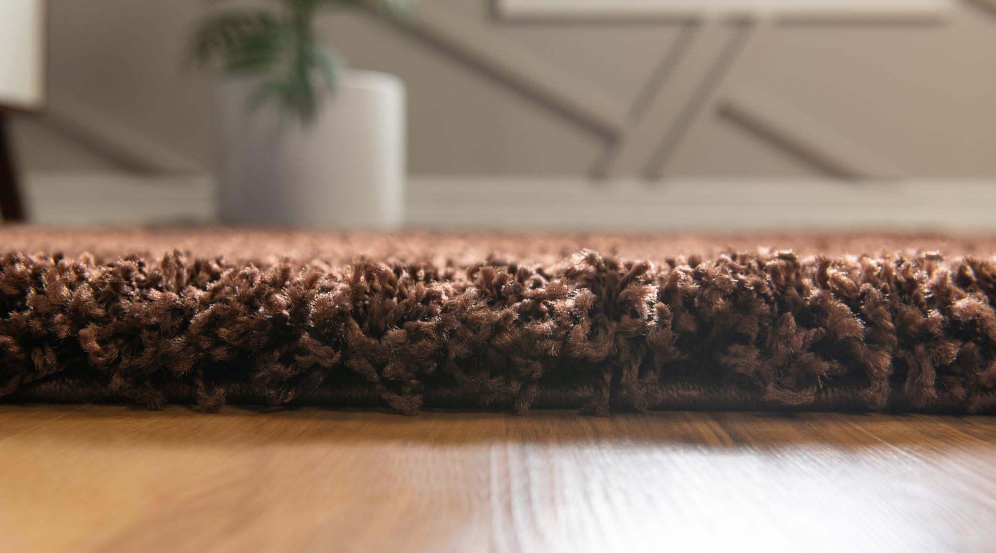 Unique Loom Indoor Rugs - Solid Shag Solid Rectangular 9x12 Rug Chocolate Brown