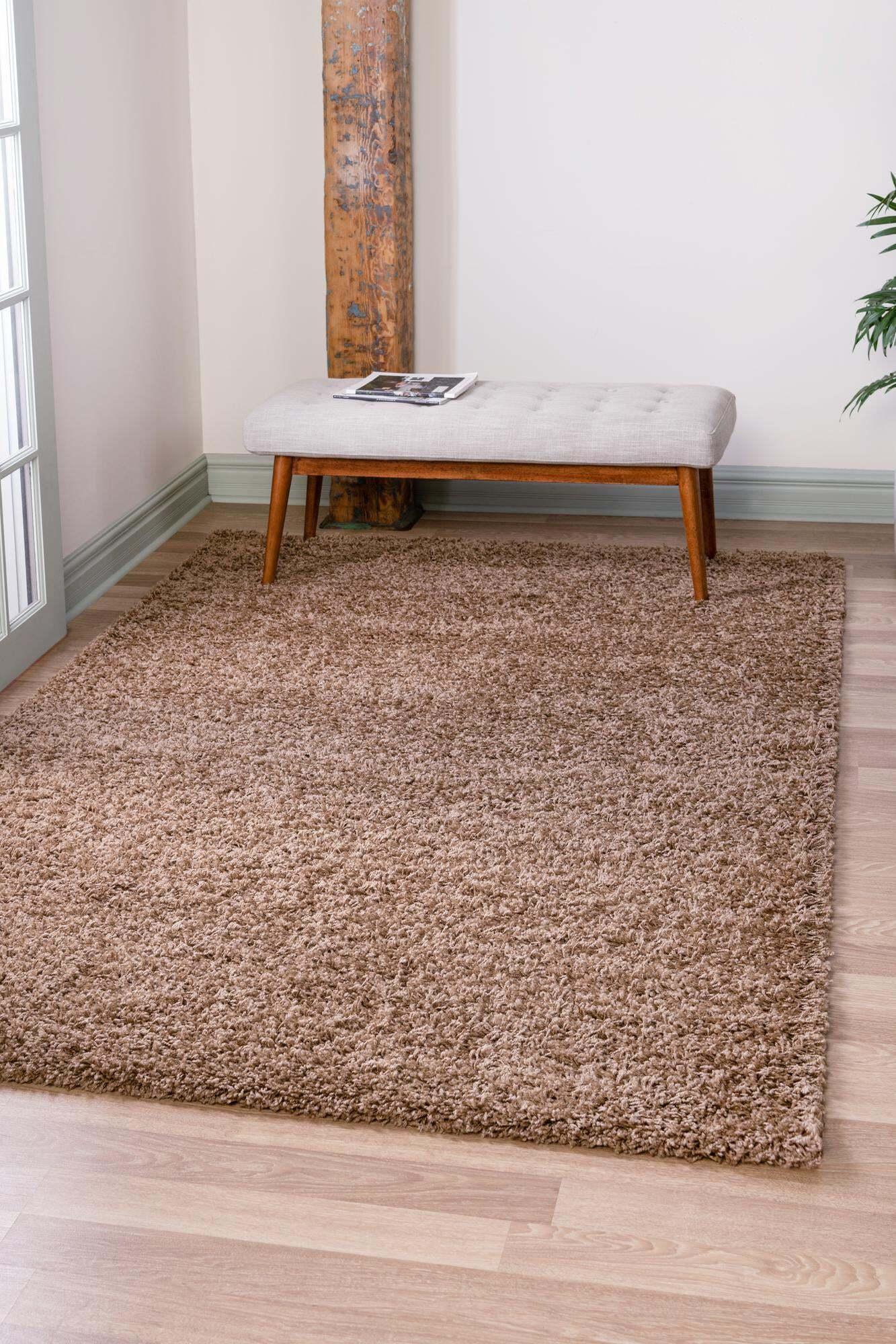 Unique Loom Indoor Rugs - Solid Shag Solid Rectangular 9x12 Rug Cocoa