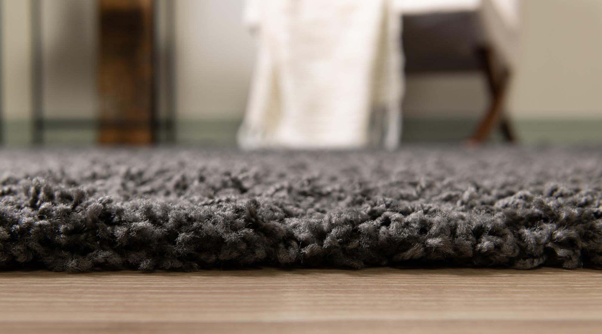 Unique Loom Indoor Rugs - Solid Shag Solid Rectangular 9x12 Rug Graphite Gray
