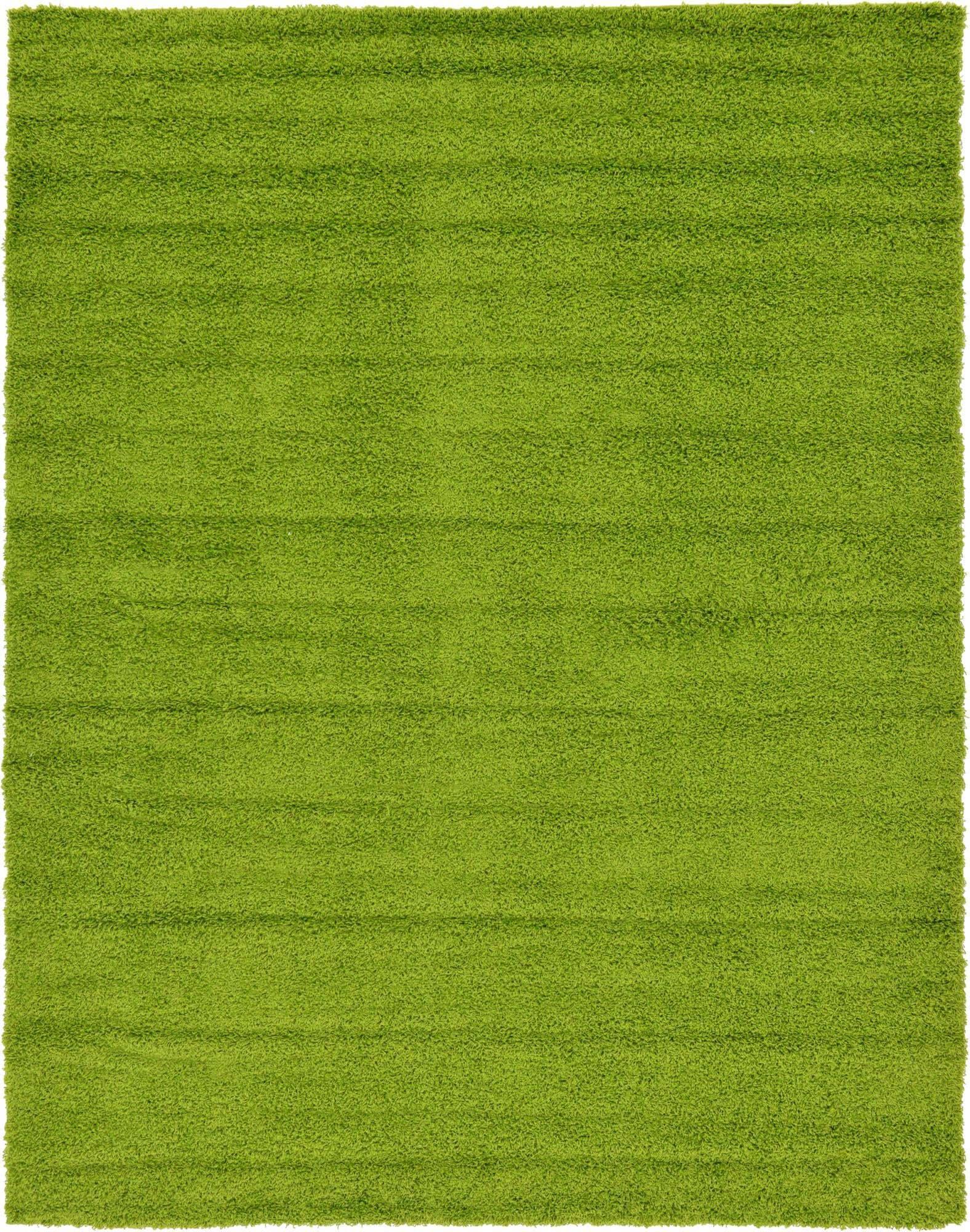 Unique Loom Indoor Rugs - Solid Shag Solid Rectangular 9x12 Rug Grass Green