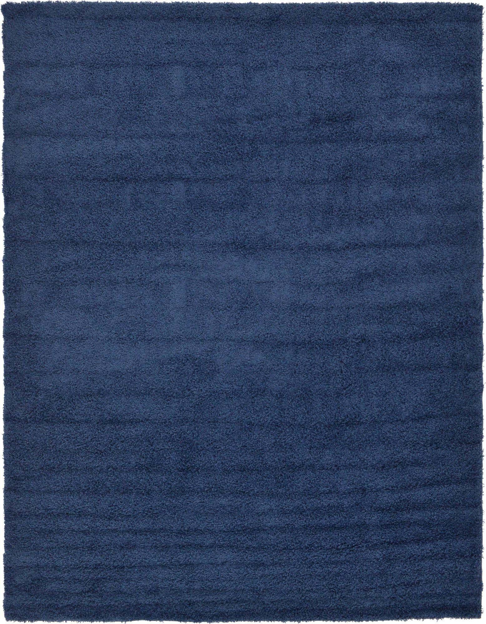 Unique Loom Indoor Rugs - Solid Shag Solid Rectangular 9x12 Rug Navy Blue