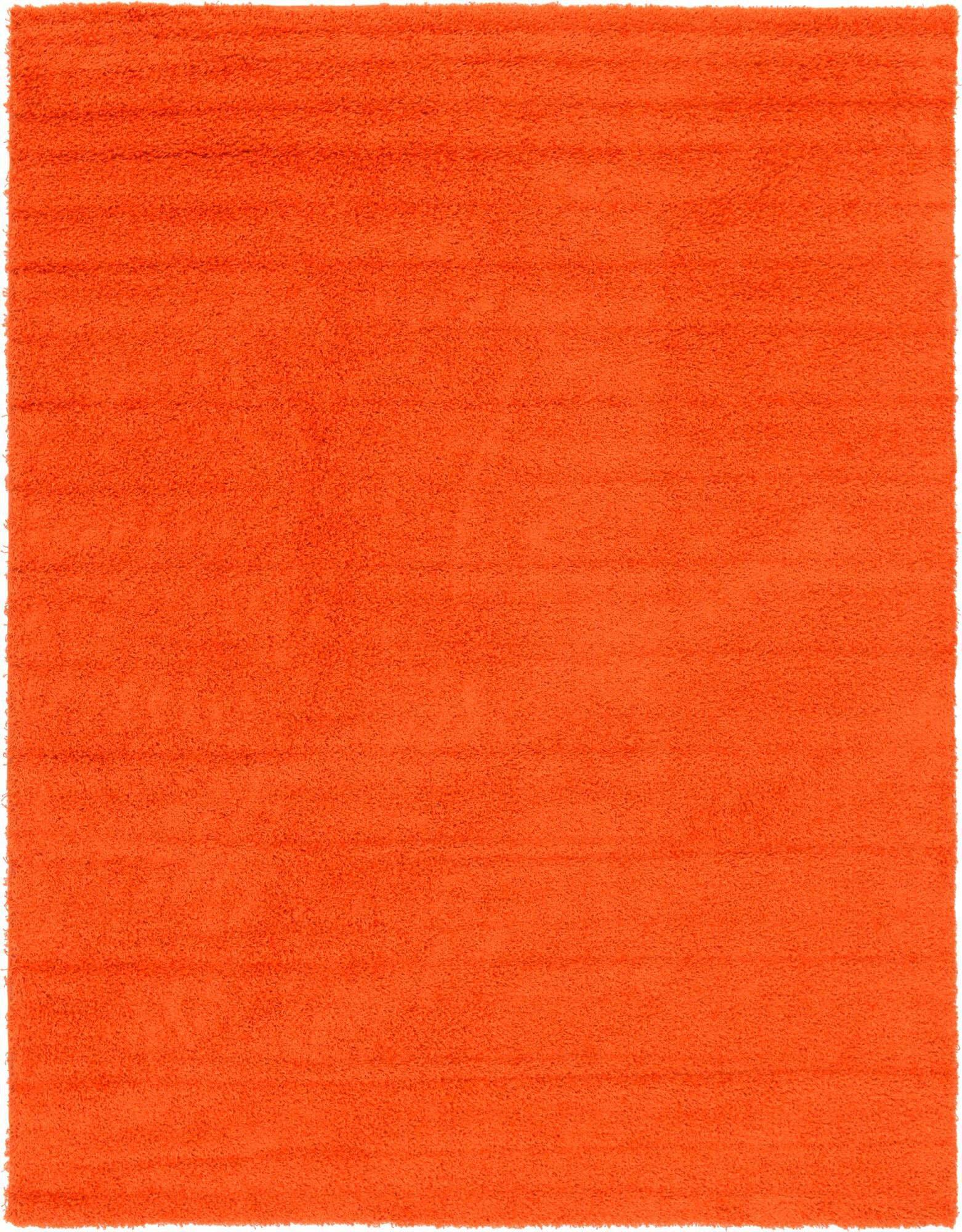 Unique Loom Indoor Rugs - Solid Shag Solid Rectangular 9x12 Rug Tiger Orange