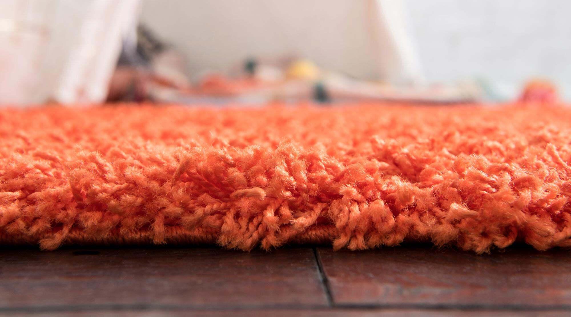Unique Loom Indoor Rugs - Solid Shag Solid Rectangular 9x12 Rug Tiger Orange