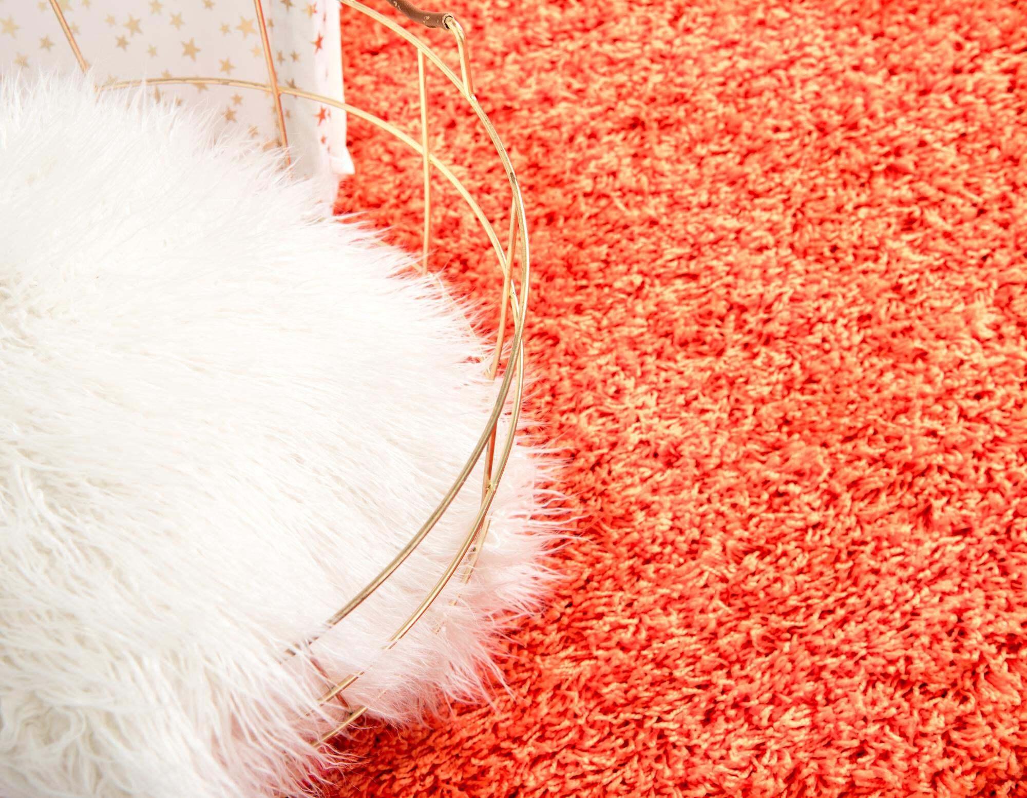 Unique Loom Indoor Rugs - Solid Shag Solid Rectangular 9x12 Rug Tiger Orange