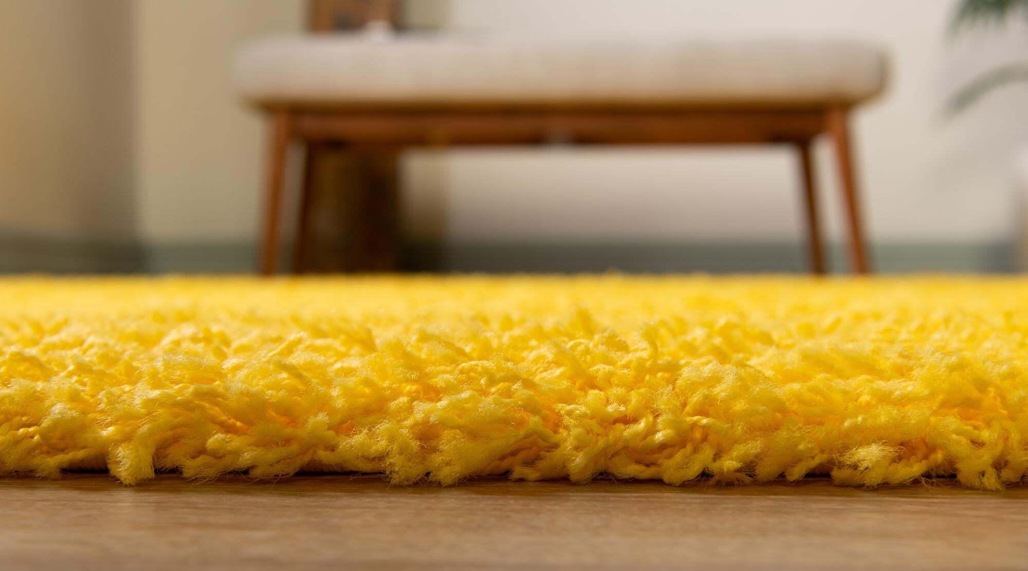 Unique Loom Indoor Rugs - Solid Shag Solid Rectangular 9x12 Rug Tuscan Yellow