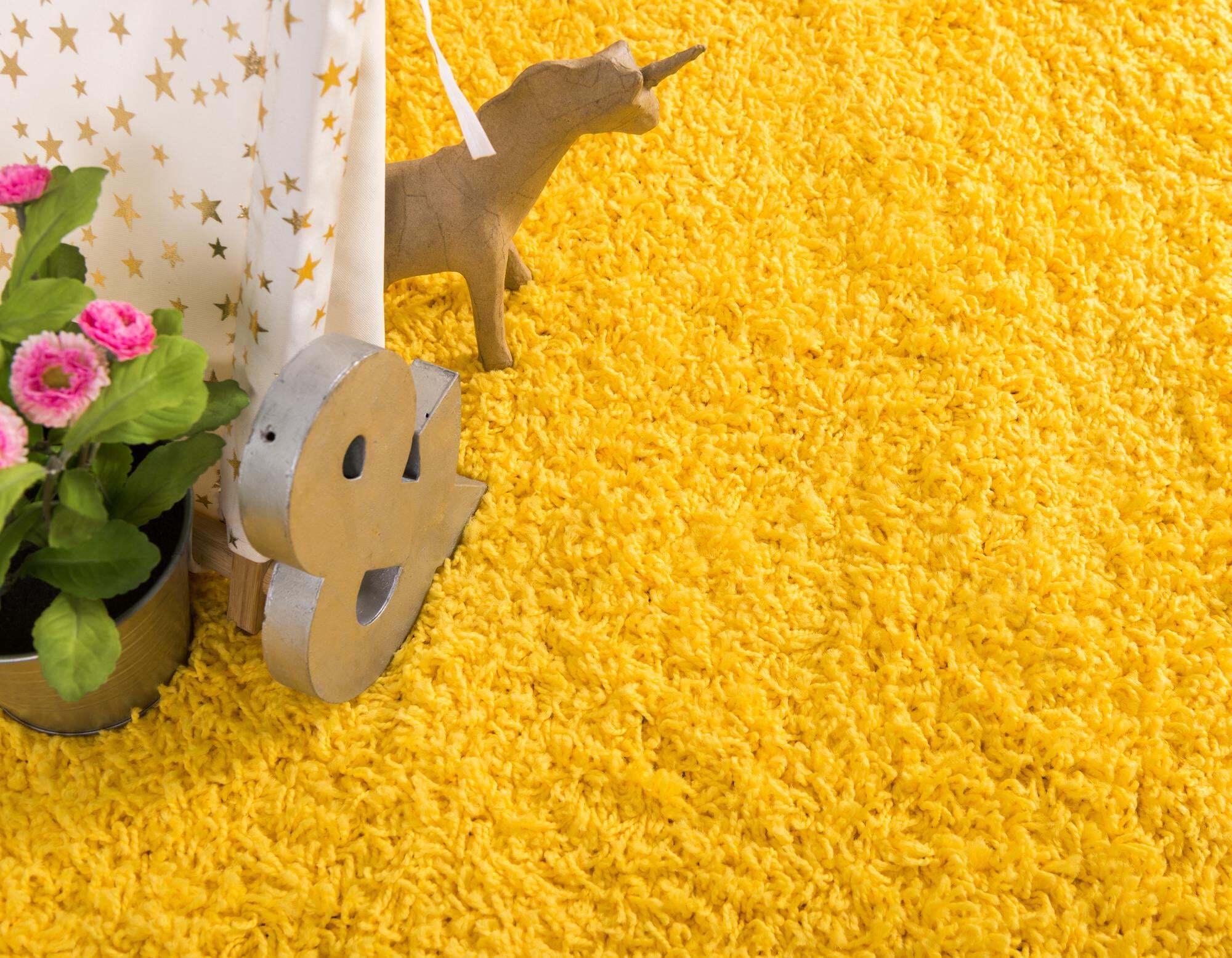 Unique Loom Indoor Rugs - Solid Shag Solid Rectangular 9x12 Rug Tuscan Yellow
