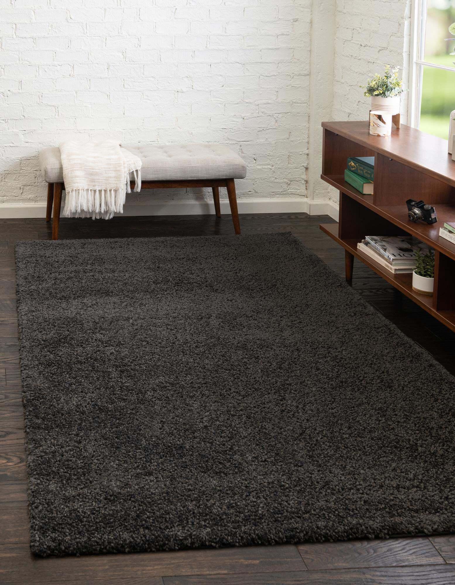 Unique Loom Indoor Rugs - Solo Solid Rectangular 8x10 Rug Charcoal