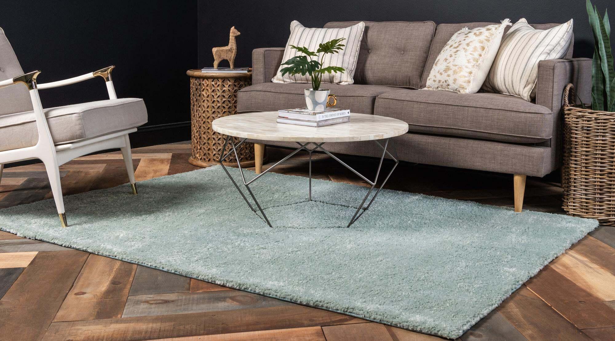Unique Loom Indoor Rugs - Solo Solid Rectangular 8x10 Rug Light Blue