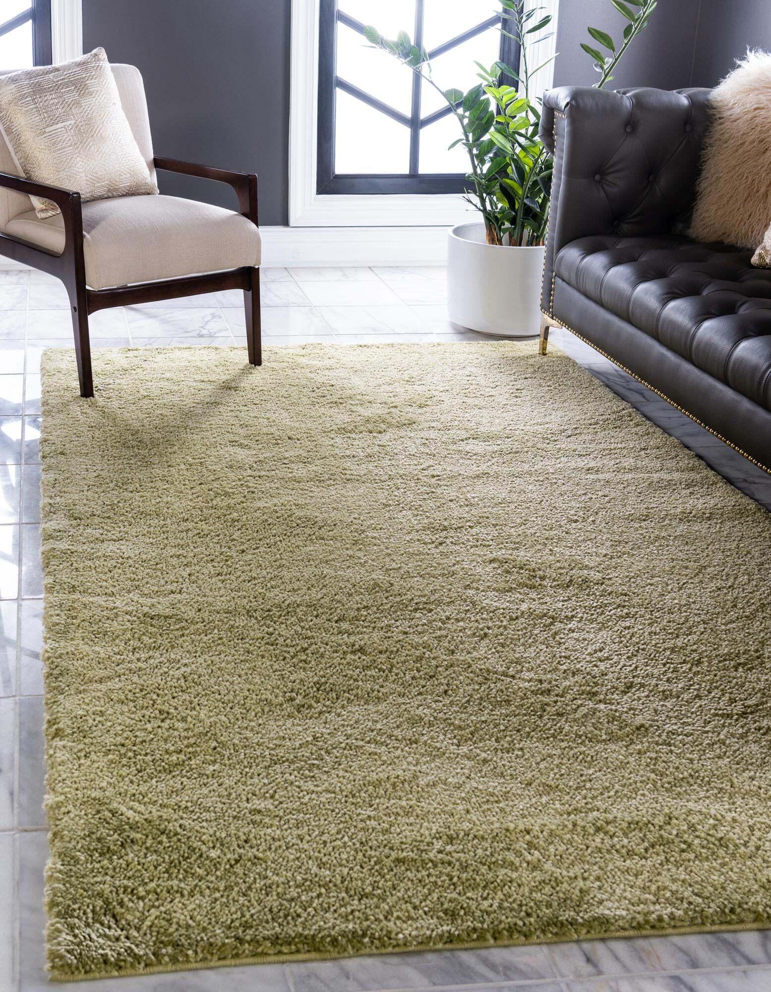 Unique Loom Indoor Rugs - Solo Solid Rectangular 8x10 Rug Light Green