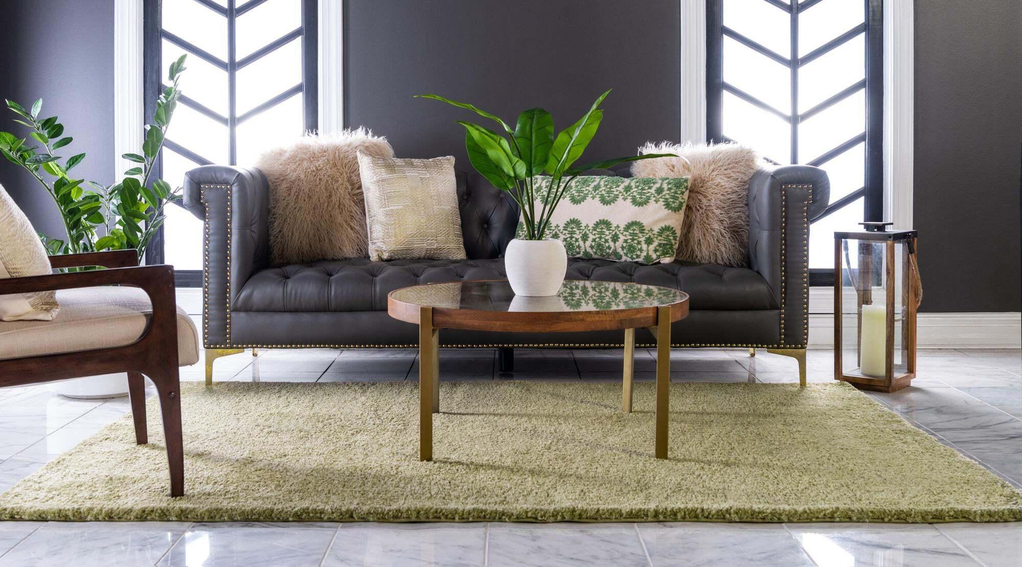 Unique Loom Indoor Rugs - Solo Solid Rectangular 8x10 Rug Light Green