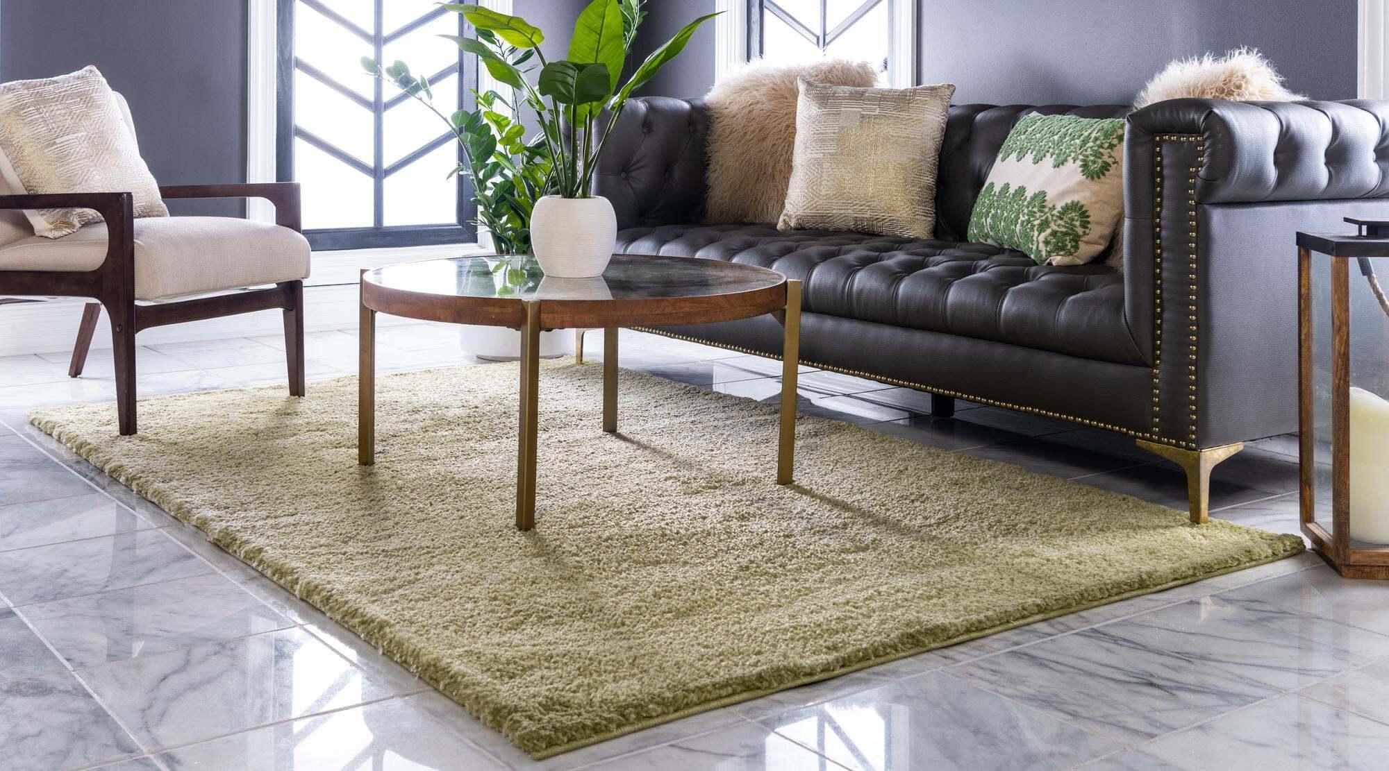 Unique Loom Indoor Rugs - Solo Solid Rectangular 8x10 Rug Light Green