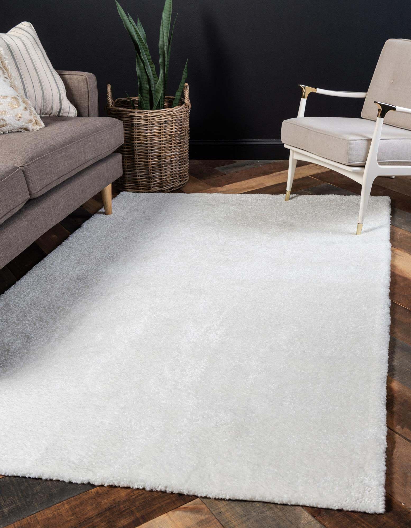 Unique Loom Indoor Rugs - Solo Solid Rectangular 8x10 Rug Snow White