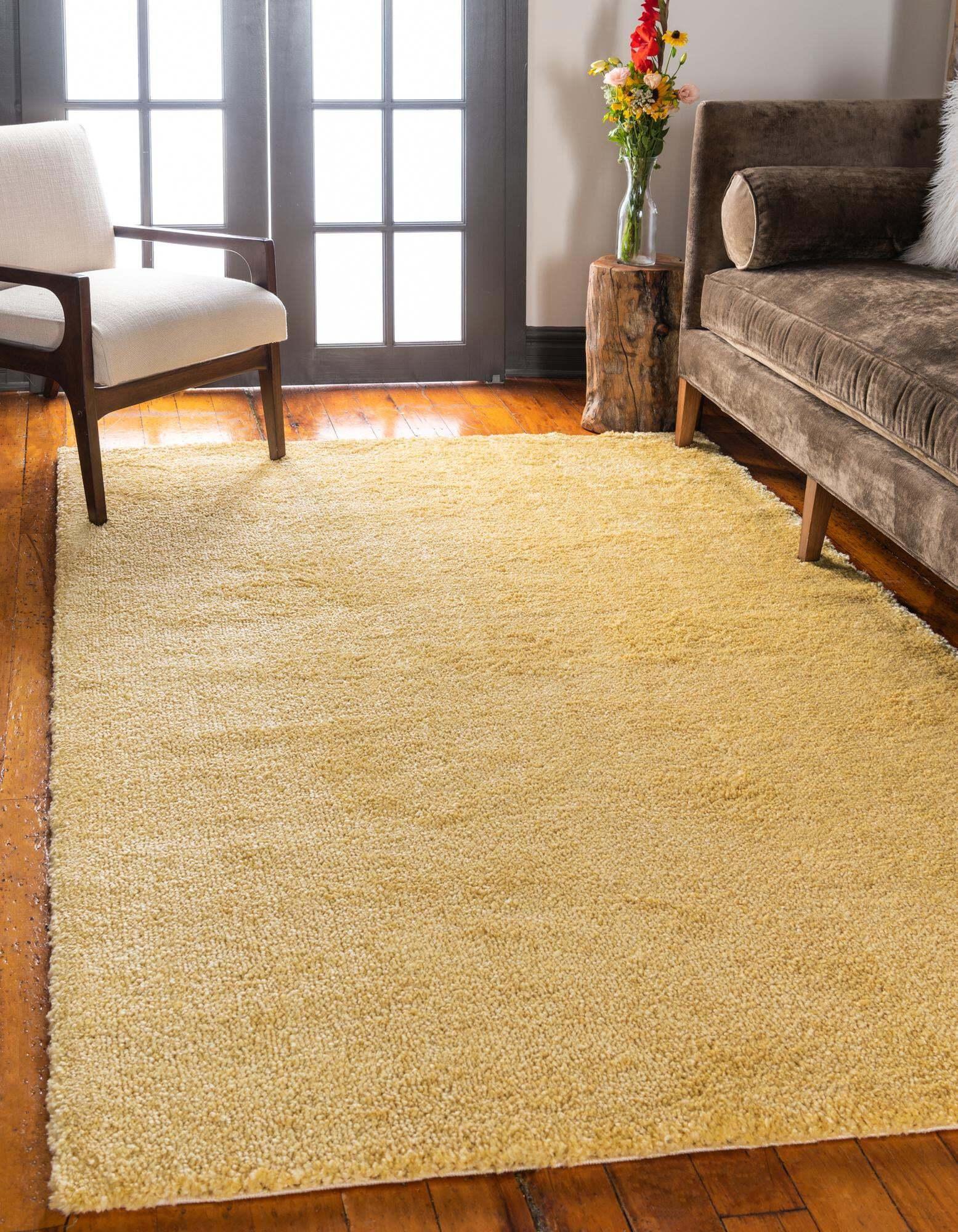 Unique Loom Indoor Rugs - Solo Solid Rectangular 8x10 Rug Yellow