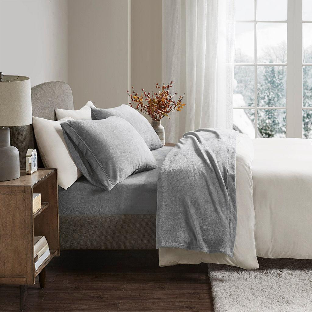 Olliix.com Sheets & Sheet Sets - Soloft Plush Queen Sheet Set Gray
