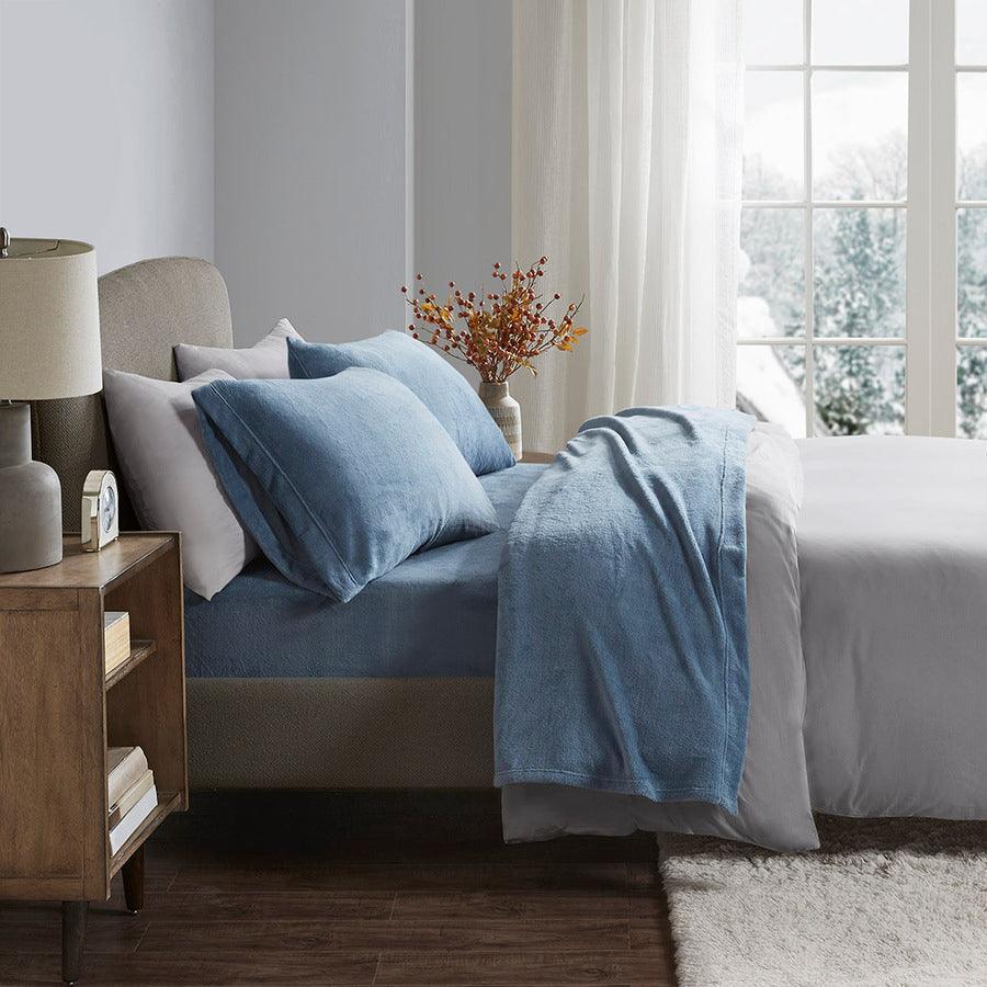Olliix.com Sheets & Sheet Sets - Soloft Queen Micro Plush Sheet Set Blue