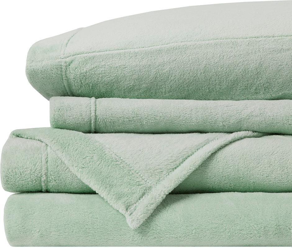 Olliix.com Sheets & Sheet Sets - Soloft Twin Micro Plush Sheet Set Green
