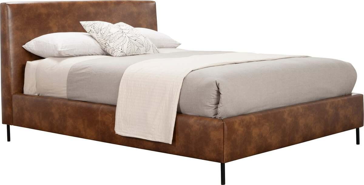 Alpine Furniture Beds - Sophia Full Faux Leather Platform Bed, Brown