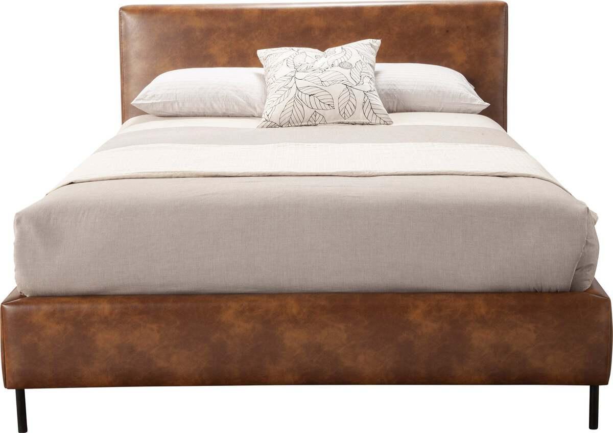 Alpine Furniture Beds - Sophia Full Faux Leather Platform Bed, Brown