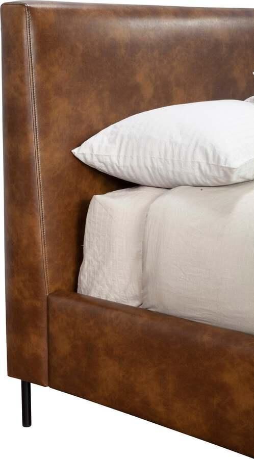 Alpine Furniture Beds - Sophia Full Faux Leather Platform Bed, Brown