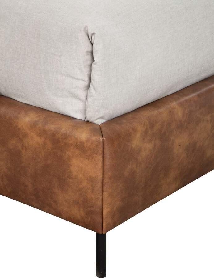 Alpine Furniture Beds - Sophia Full Faux Leather Platform Bed, Brown