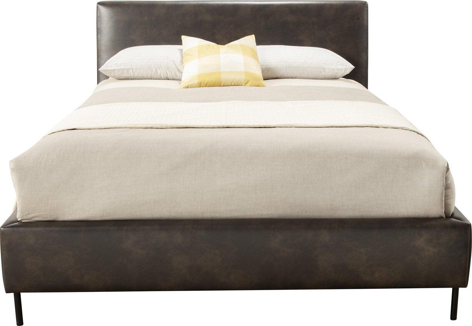 Alpine Furniture Beds - Sophia Full Faux Leather Platform Bed Gray