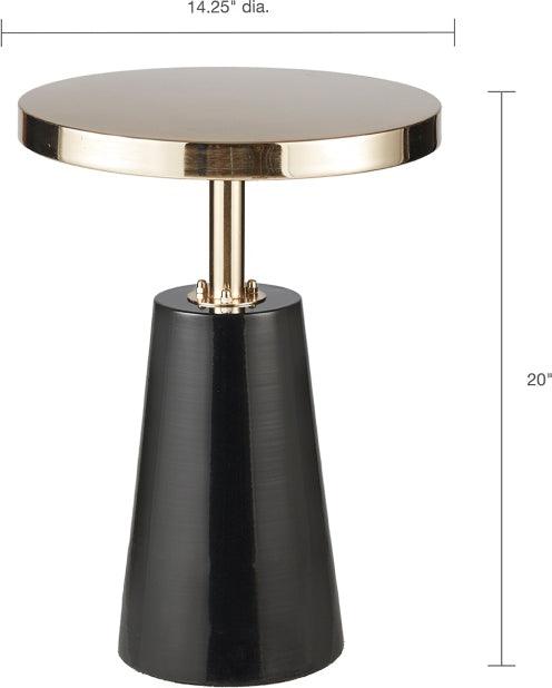 Olliix.com Side & End Tables - Sophia Round Pedestal Accent Side Table with Metal Base Black & Gold