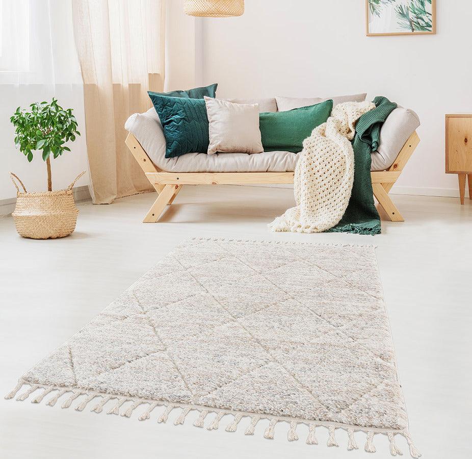 Olliix.com Indoor Rugs - Sophia Transitional Talas Shag Area Rug 8x10' Cream