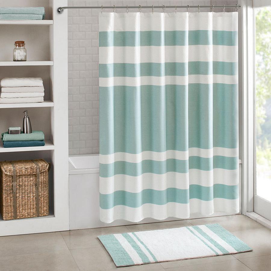 Olliix.com Shower Curtains - Spa Waffle Shower Curtain with 3M Treatment Aqua-MP70-1485