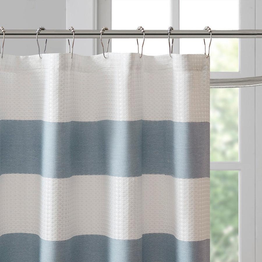 Olliix.com Shower Curtains - Spa Waffle Shower Curtain with 3M Treatment Blue-MP70-4159