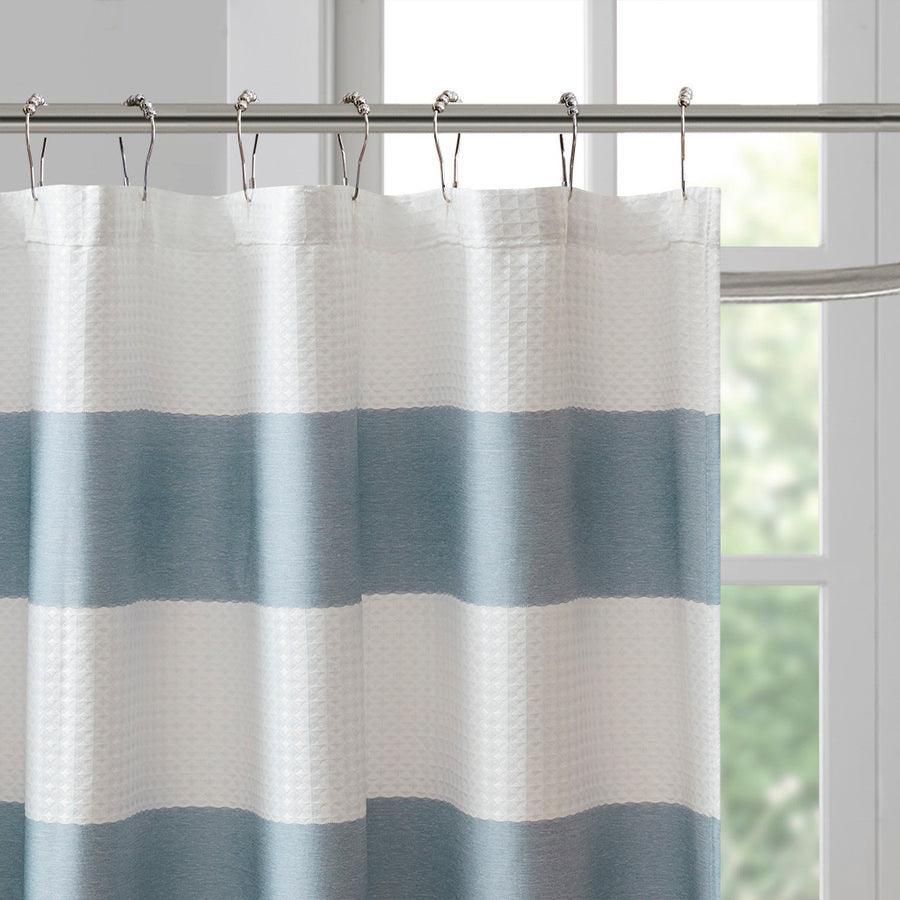 Olliix.com Shower Curtains - Spa Waffle Shower Curtain with 3M Treatment Blue-MP70-4159