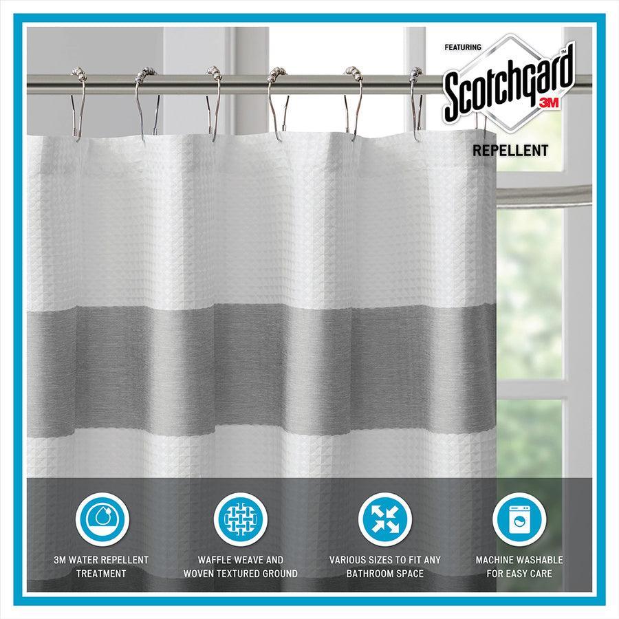 Olliix.com Shower Curtains - Spa Waffle Shower Curtain with 3M Treatment Blue-MP70-4986