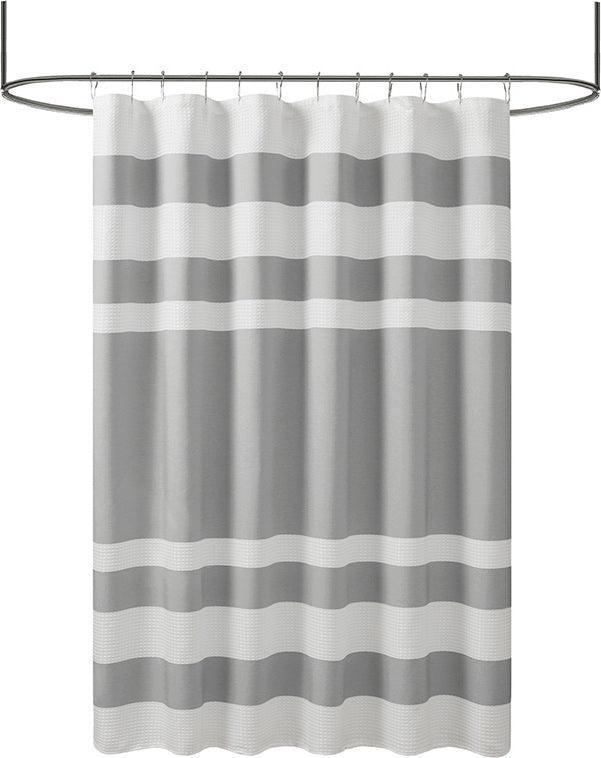 Olliix.com Shower Curtains - Spa Waffle Shower Curtain with 3M Treatment Grey-MP70-1484