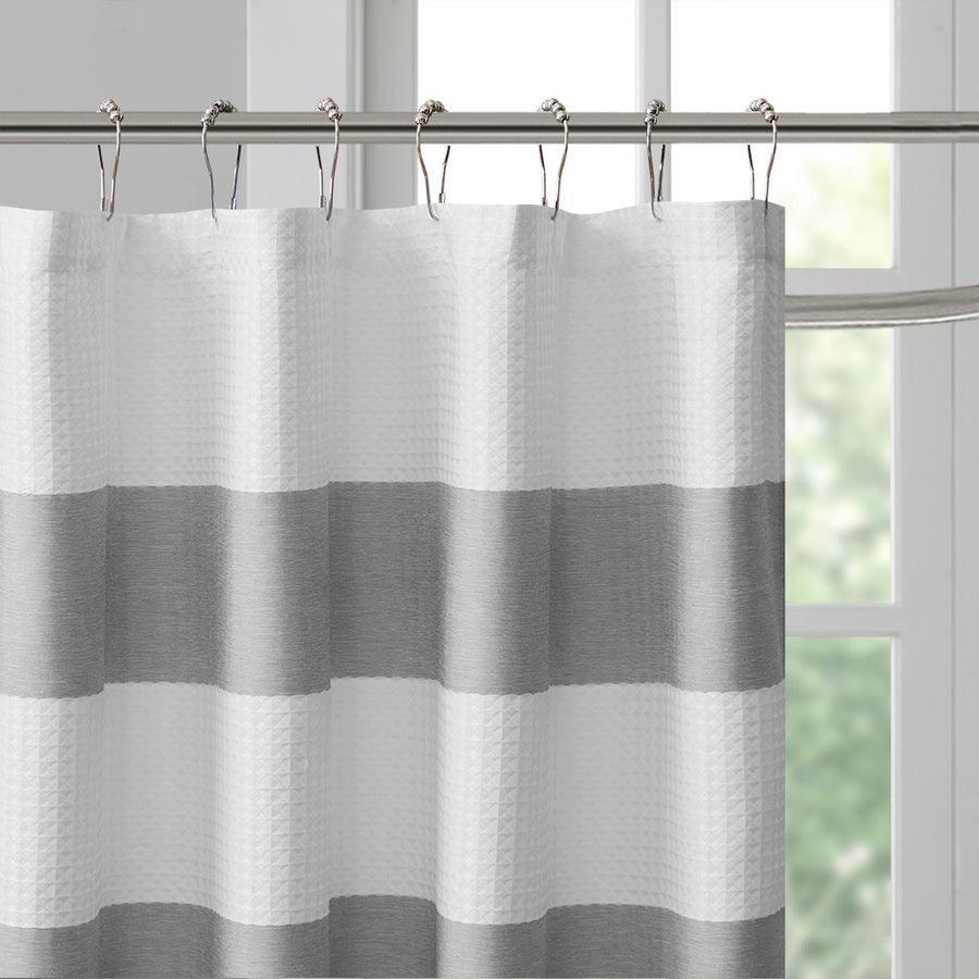 Olliix.com Shower Curtains - Spa Waffle Shower Curtain with 3M Treatment Grey-MP70-1484