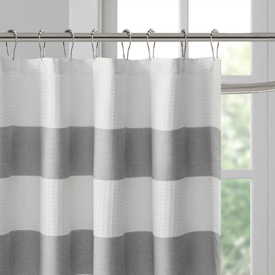 Olliix.com Shower Curtains - Spa Waffle Shower Curtain with 3M Treatment Grey-MP70-1484