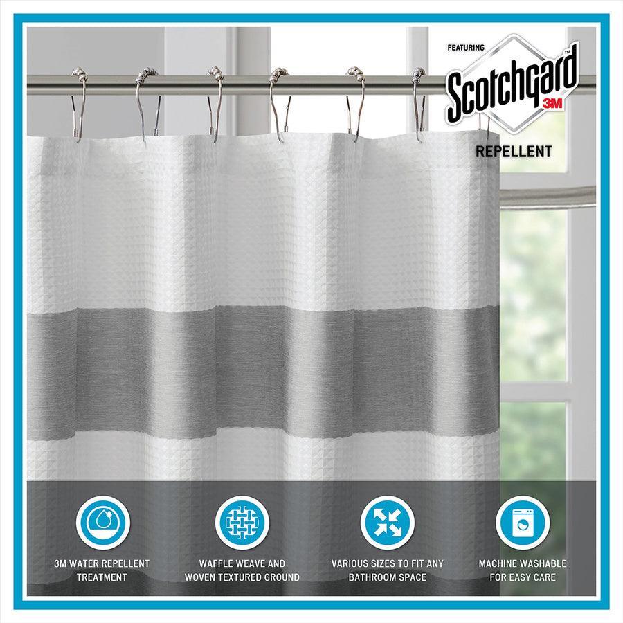 Olliix.com Shower Curtains - Spa Waffle Shower Curtain with 3M Treatment Grey-MP70-4981