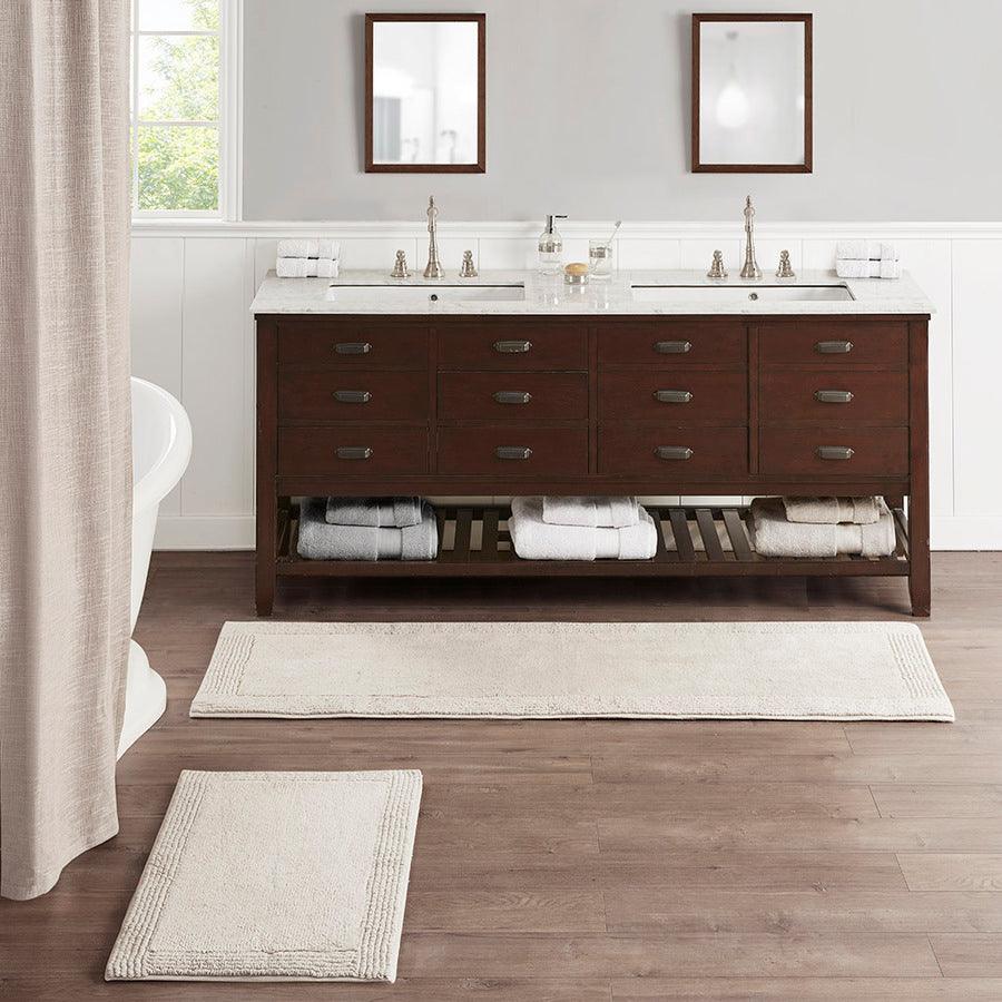 Olliix.com Bath Rugs - Splendor Modern 1 Cotton Tufted 3000 GSM Reversible Bath Rug 20x20" Gray