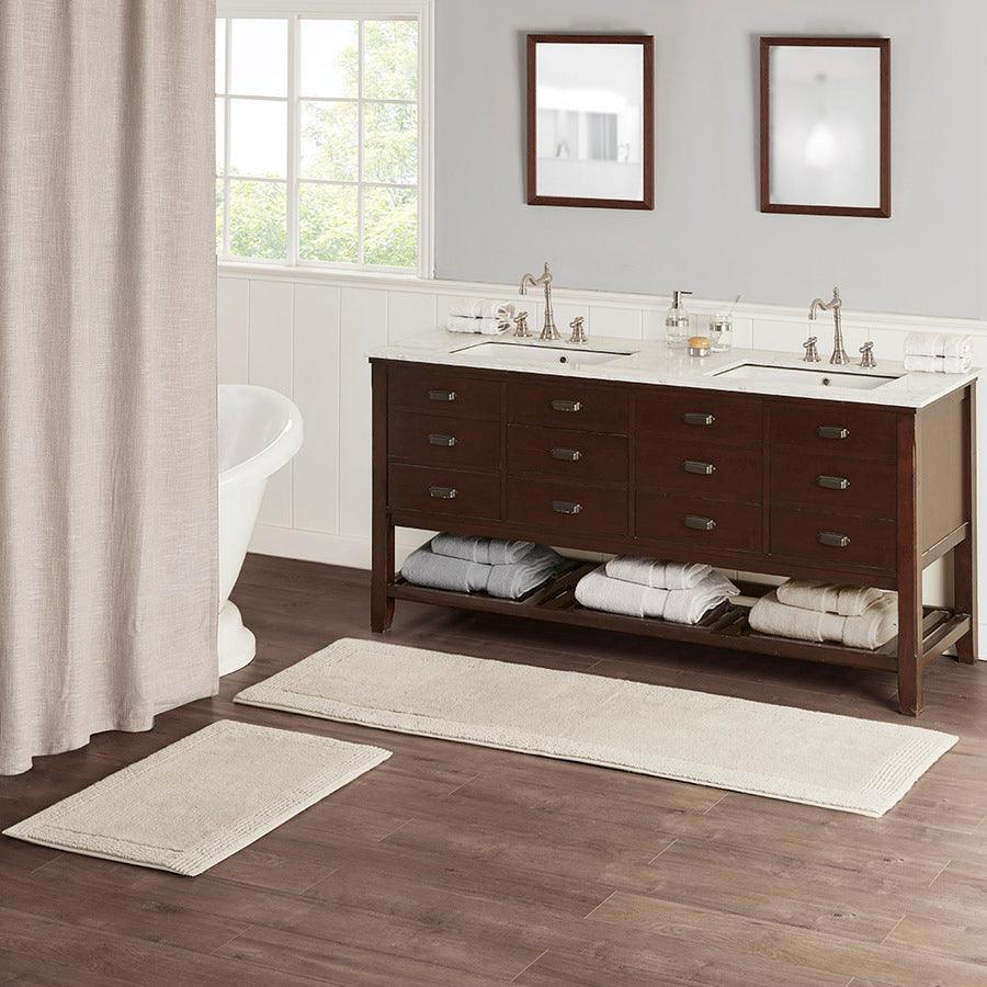 Olliix.com Bath Rugs - Splendor Modern 1 Cotton Tufted 3000 GSM Reversible Bath Rug 20x20" Gray