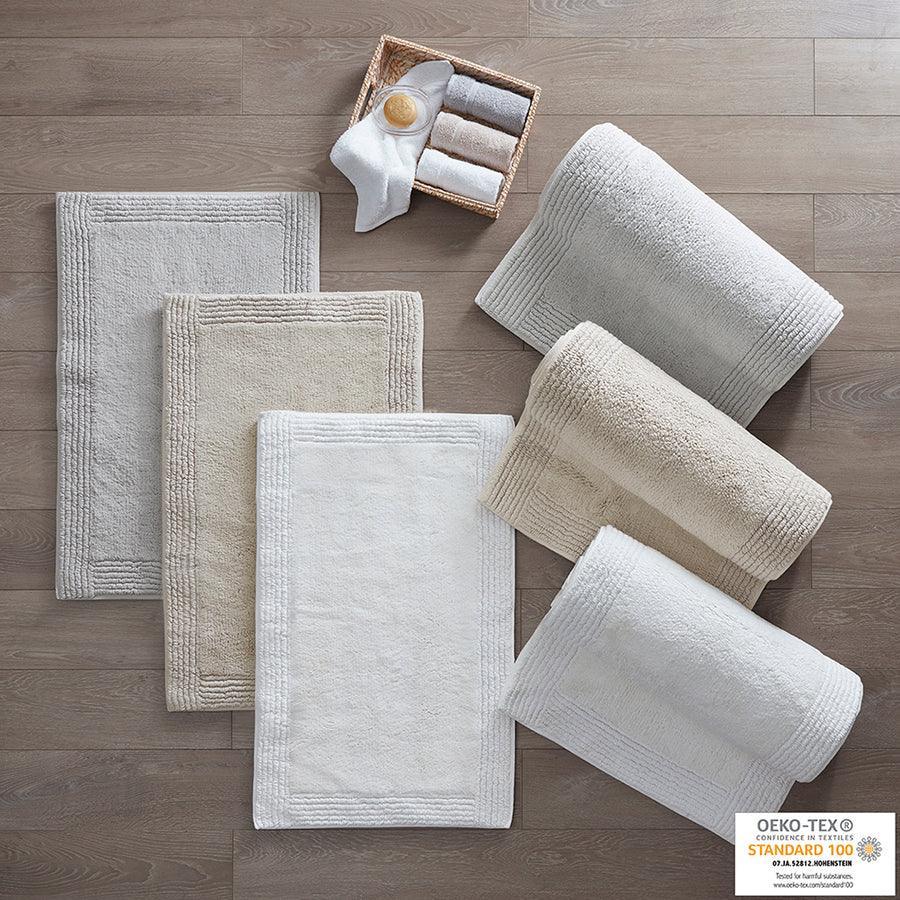 Olliix.com Bath Rugs - Splendor Modern 1 Cotton Tufted 3000 GSM Reversible Bath Rug 20x20" Gray