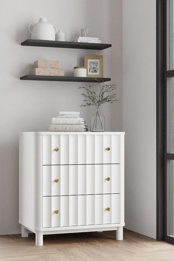 Alpine Furniture Chest of Drawers - Stapleton 3 Drawer Small Chest, White