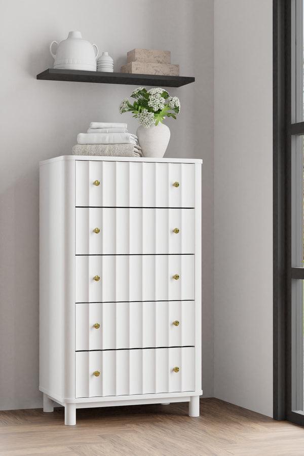 Alpine Furniture Chest of Drawers - Stapleton 5 Drawer Chest, White