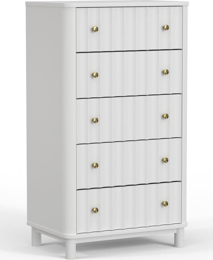 Alpine Furniture Chest of Drawers - Stapleton 5 Drawer Chest, White