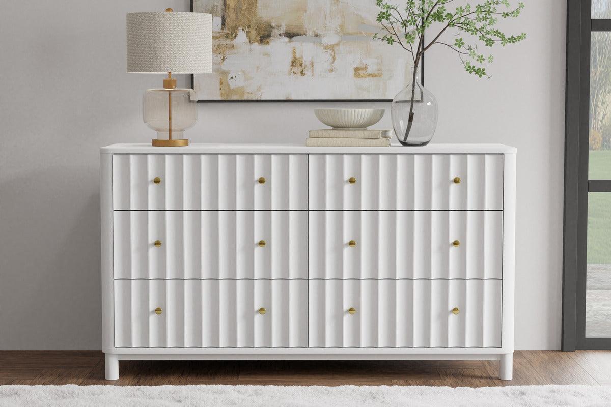 Alpine Furniture Chest of Drawers - Stapleton 6 Drawer Dresser, White