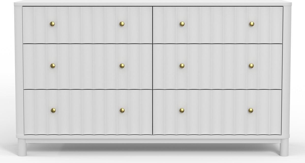 Alpine Furniture Chest of Drawers - Stapleton 6 Drawer Dresser, White