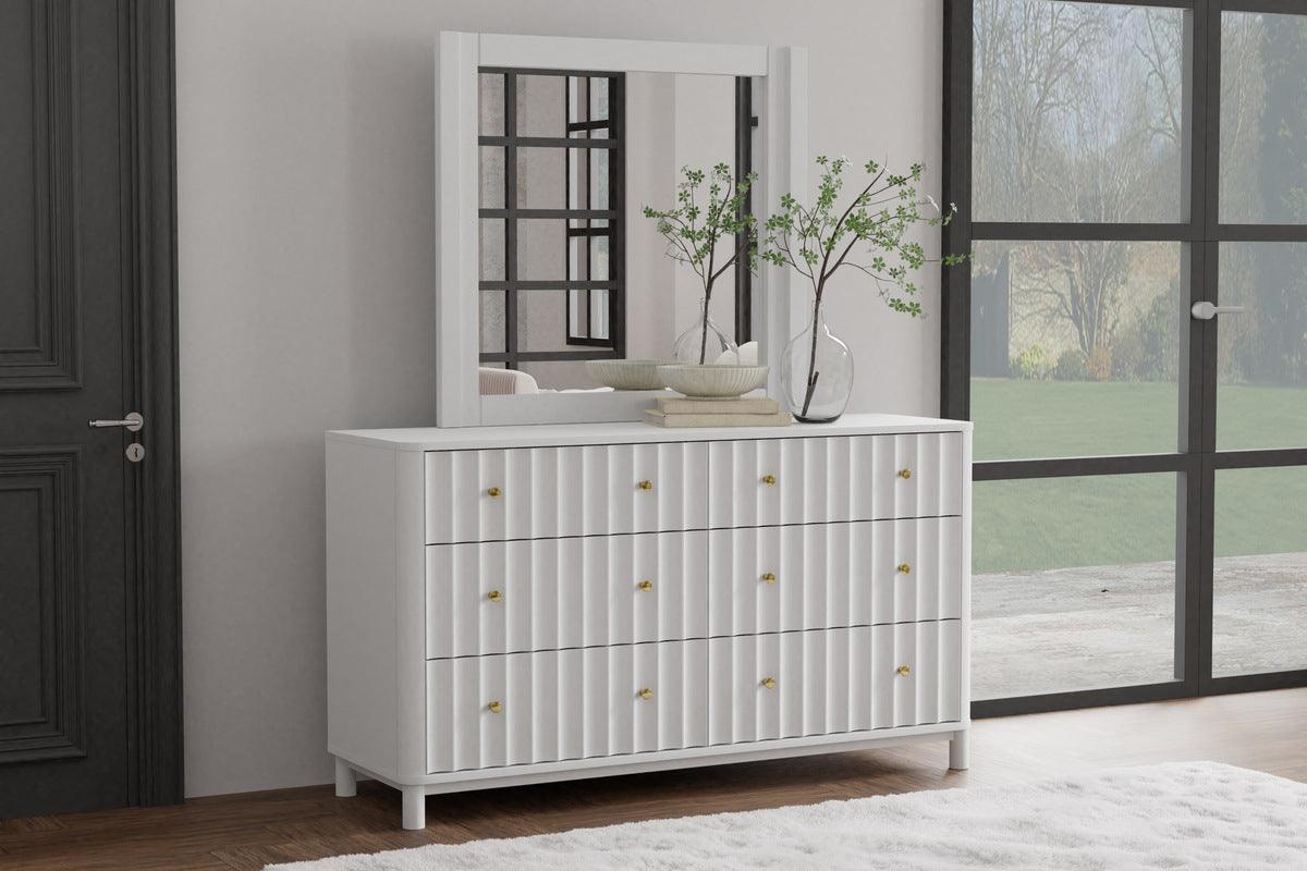 Alpine Furniture Chest of Drawers - Stapleton 6 Drawer Dresser, White