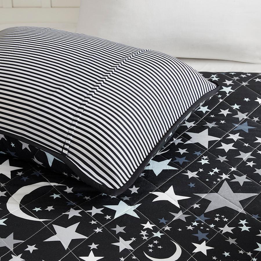 Olliix.com Comforters & Blankets - Starry Full/Queen Night Reversible Coverlet Set Charcoal