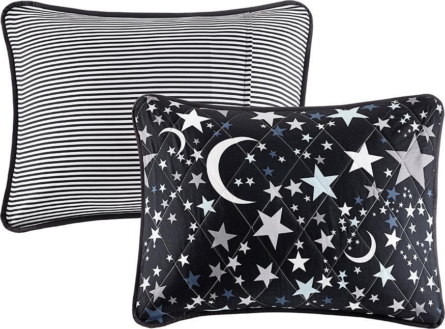 Olliix.com Comforters & Blankets - Starry Full/Queen Night Reversible Coverlet Set Charcoal