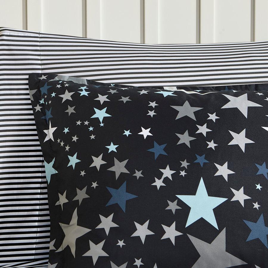 Olliix.com Comforters & Blankets - Starry Twin Night Casual Complete Bed and Sheet Set Charcoal