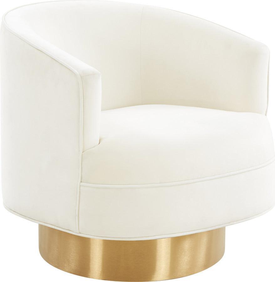 Tov Furniture Accent Chairs - Stella Cream Velvet Swivel Chair