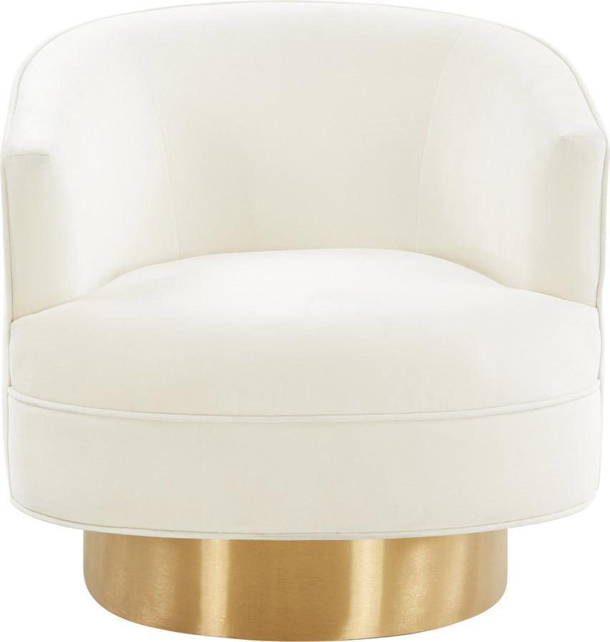 Tov Furniture Accent Chairs - Stella Cream Velvet Swivel Chair