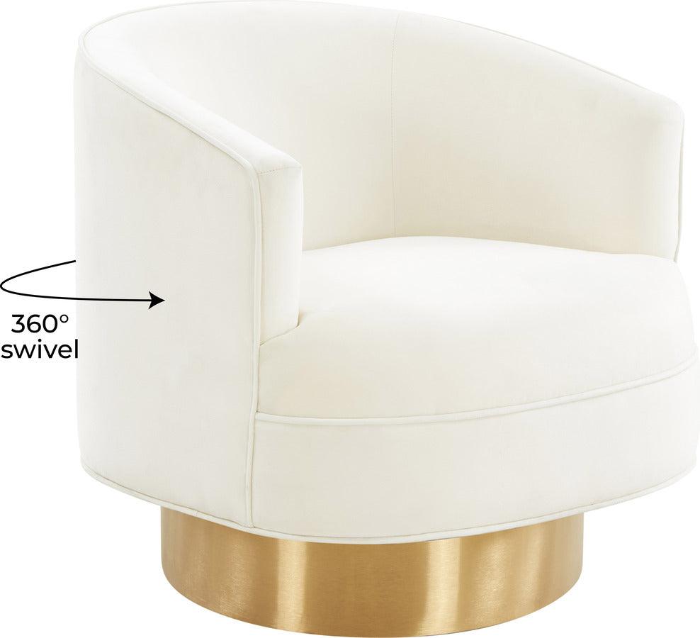 Tov Furniture Accent Chairs - Stella Cream Velvet Swivel Chair